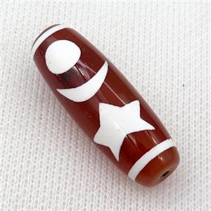 red Dzi Agate barrel beads, approx 16-40mm [GM15129]