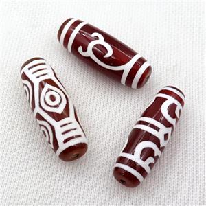 red Dzi Agate barrel beads, mixed, approx 16-40mm [GM15138]