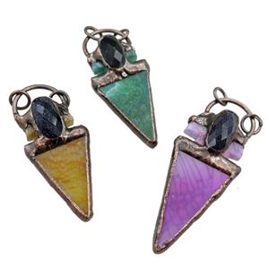 agate arrowhead pendant, mix color, approx 25-65mm [GM15148]