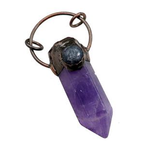 purple Amethyst bullet pendant, antique red, approx 16-60mm [GM15150]