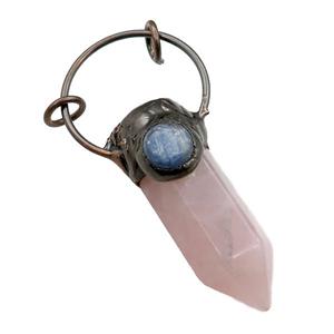 Rose Quartz bullet pendant, antique red, approx 16-60mm [GM15151]