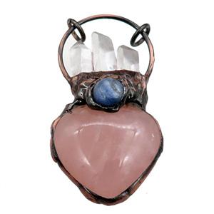 Rose Quartz pendant, antique red, approx 30-60mm [GM15152]