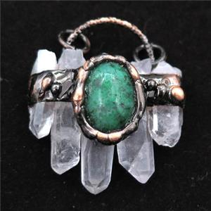 Crystal Quartz stick pendant, antique red, approx 40mm [GM15156]