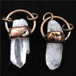 Crystal Quartz stick pendant, antique red, approx 12-40mm [GM15157]