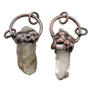 smoky Quartz stick pendant, antique red, approx 12-40mm [GM15158]