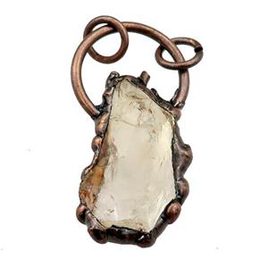 Lemon Quartz pendant, antique red, approx 20-40mm [GM15160]