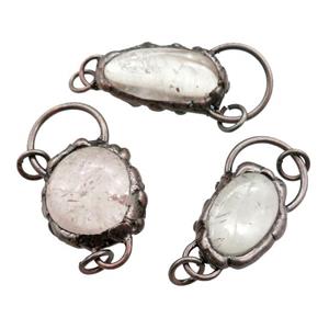 clear Quartz connector, antique red, approx 20-50mm [GM15166]