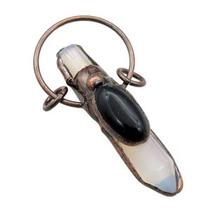 white Opalite pendulum pendant, antique red, approx 10-60mm [GM15168]