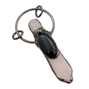 Rose Quartz pendulum pendant, antique red, approx 10-60mm [GM15169]