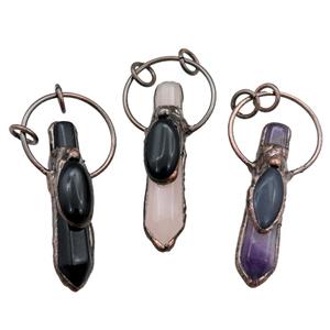 mix Gemstone pendulum pendant, antique red, approx 10-60mm [GM15173]