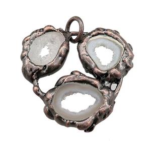 Agate Druzy pendant, antique red, approx 35mm [GM15174]