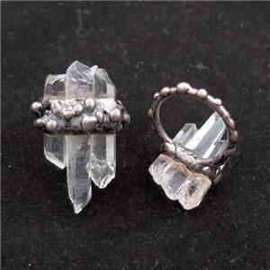 Crystal Quartz Rings, antique red, approx 20-25mm, 22mm dia [GM15175]