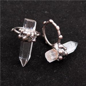Crystal Quartz Rings, antique red, approx 12-30mm, 22mm dia [GM15176]