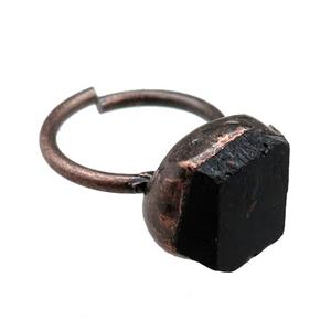 black Tourmaline Rings, adjustable, antique red, approx 14-18mm, 22mm dia [GM15180]