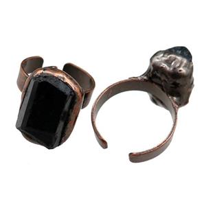 black Tourmaline Rings, adjustable, antique red, approx 10-16mm, 20mm dia [GM15187]