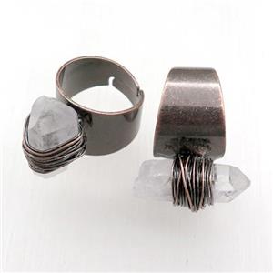 Crystal Quartz Rings, adjustable, antique red, approx 10-16mm, 20mm dia [GM15188]