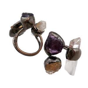 mix Gemstone Rings, adjustable, antique red, approx 10-18mm, 20mm dia [GM15191]