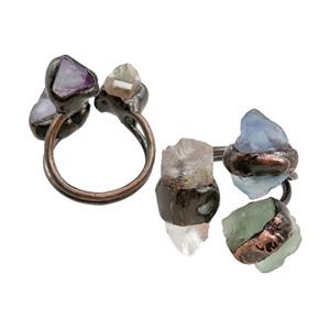 mix Gemstone Rings, adjustable, antique red, approx 10-18mm, 20mm dia [GM15192]