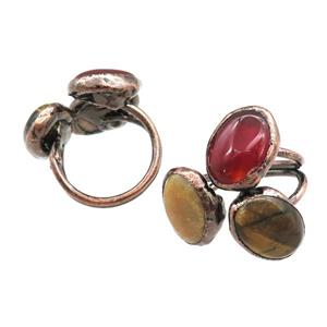 mix Gemstone Rings, adjustable, antique red, approx 10-18mm, 20mm dia [GM15195]