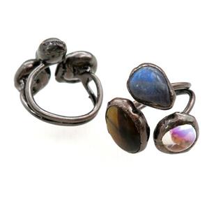 mix Gemstone Rings, adjustable, antique red, approx 10-18mm, 20mm dia [GM15196]