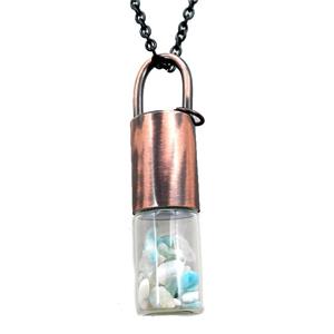 copper perfume bottle Necklace with amazonite, antique red, approx 16-65mm [GM15205]