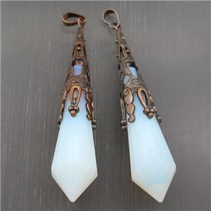 white Opalite pendulum pendant, antique red, approx 16-80mm [GM15210]