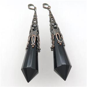 black Onyx pendulum pendant, antique red, approx 16-80mm [GM15212]