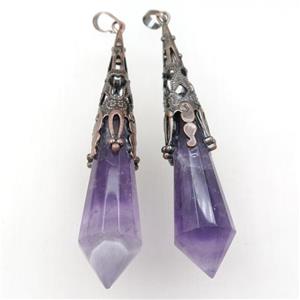 purple Amethyst pendulum pendant, antique red, approx 16-80mm [GM15213]