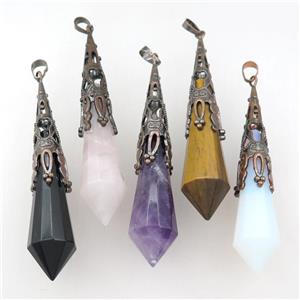 mix Gemstone pendulum pendant, antique red, approx 16-80mm [GM15214]