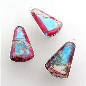 multicolor Imperial Jasper teardrop pendant, silver plated, approx 8-16-26mm [GM15217]