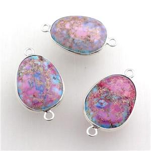 pink Imperial Jasper teardrop connector, silver plated, approx 18-22mm [GM15218]