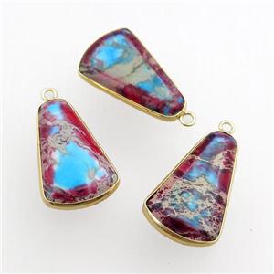multicolor Imperial Jasper teardrop pendant, dye, gold plated, approx 8-16-26mm [GM15223]