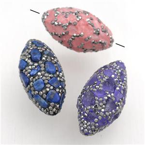 Clay rice Beads Paved Rhinestone with gemstone, mixed, approx 15-32mm [GM15231]