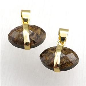 Bronzite pendant, faceted oval, approx 10-15mm [GM15239]
