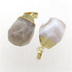 white Agate pendant, faceted teardrop, approx 12-16mm [GM15242]
