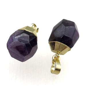darkPurple Amethyst pendant, faceted teardrop, approx 12-16mm [GM15248]