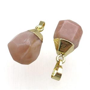 peach SunStone pendant, faceted teardrop, approx 12-16mm [GM15249]