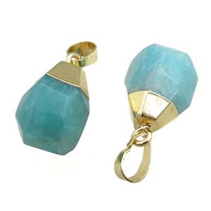 green Amazonite pendant, faceted teardrop, approx 12-16mm [GM15250]