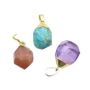 mixed Gemstone pendant, faceted teardrop, approx 12-16mm [GM15253]