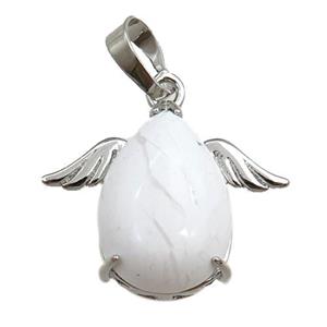 white howlite turquoise angel pendant, platinum plated, approx 13-18mm, 20-25mm [GM15332]