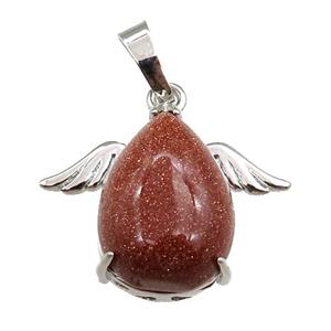 gold sandstone angel pendant, platinum plated, approx 13-18mm, 20-25mm [GM15338]