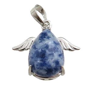 blue sodalite angel pendant, platinum plated, approx 13-18mm, 20-25mm [GM15341]