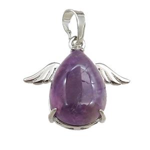 amethyst angel pendant, platinum plated, approx 13-18mm, 20-25mm [GM15343]