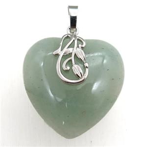 green aventurine heart pendant, approx 30mm [GM15350]