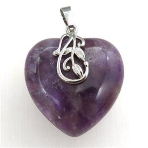 amethyst heart pendant, approx 30mm [GM15351]