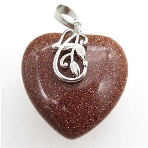 gold sandstone heart pendant, approx 30mm [GM15354]