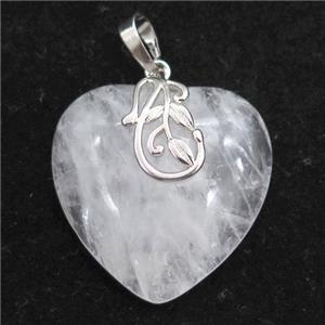 clear quartz heart pendant, approx 30mm [GM15355]