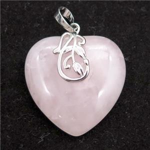 rose quartz heart pendant, approx 30mm [GM15357]