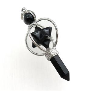 black onyx agate magicwand pendant, approx 8-60mm [GM15398]