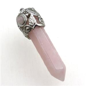rose quartz bullet pendant, approx 10-55mm [GM15402]
